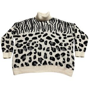 Torrid White Mixed Animal Print Turtleneck Sweater Size 2
